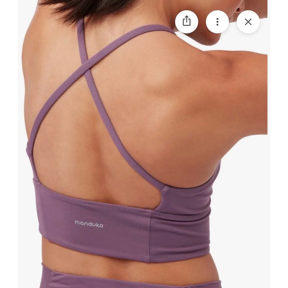Manduka Essence Sports Bra Womens Small Dark Purple‎ Plum Yoga V-Neck Cross Back